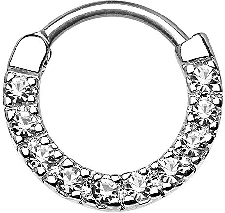 Piercingfaktor Universal Piercing Scharnier Schild Ring Tribal Vintage mit Strass Kristall Septum für Tragus Helix Ohr Nase Lippe Intim Nippel