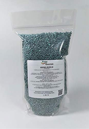 TODOCULTIVO Fertilizante NPK 20-05-10. 1 Kilo. Indicado para el Uso en frutales de Hueso y Frutos de cascara como Almendro, Pistacho, Olivo, avellano y Nogal.