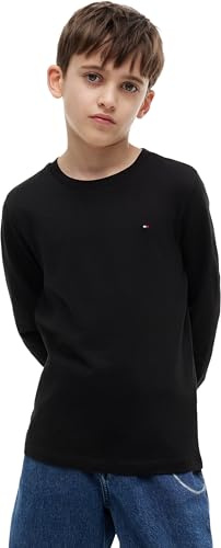 Tommy Hilfiger Bambino Maglietta Maniche Lunghe Basic, Nero (Meteorite), 14 Anni