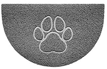 Nicoman Felpudo de Media Luna en Relieve, Lavable a Chorro (Uso en Interiores o Exteriores), Espaguetis, Gris, Paw-(70x44cm)