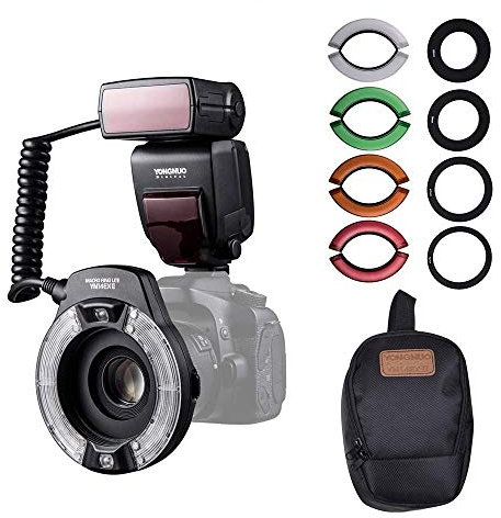 Yongnuo YN14EX II Macro Ring Flash Light Kit with Adapter Rings Color Temperature Filters Hot Shoe Mount Support M/TTL Flash + NAMVO Diffuser