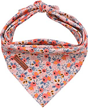 Unique style paws Sciarpa per cani, 1 pezzo, lavabile, in cotone, per cani di taglia piccola, media e grande, con fiori rosa