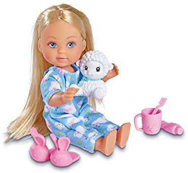 Simba 105733406 - Evi Love Good Night, Spielpuppe im süßen Schlafanzug mit Kuscheltier und Zahnputzzubehör, 12cm, ab 3 Jahre