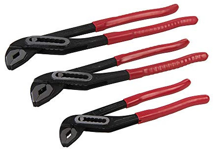 3 PACK Various Size – Adjustable Box Joint Pliers – Wide Jaw Water Pump Plumbing Wrench – Tongue Slip Combination Locking Head Waste Pipe Valve Grips – 7” 10” & 12”