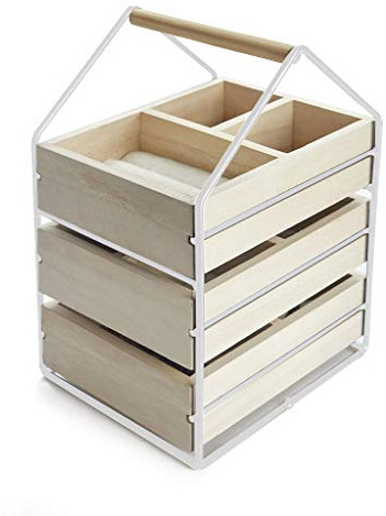 balvi Schmuck-Organizer House Weiß Schmuckschatulle mit 3 Holzschubladen mit Griffen Holz/Metall