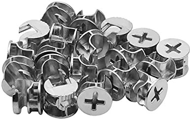 MroMax 20 Stück Möbelverbinder Nockenschloss Beschläge 15 mm x 12 mm für Schrank, Schublade, Kommode und Kleiderschrank Möbelpaneele verbinden Silberton
