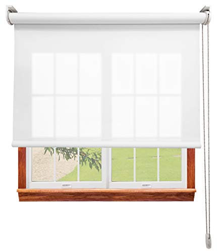 DECORESTOR Estor Enrollable Translúcido Blanco a Medida - Paso de Luz sin Visibilidad - Persiana para Ventanas, Puertas o Cocina - Instalación en Pared o Techo