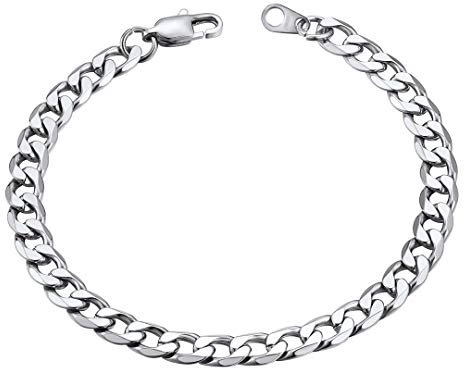 ChainsHouse Men Bracelet Stainless Steel Cuban Chain Bracelets Women Hip Hop Chunky Jewellery 6mm Width 21cm Length