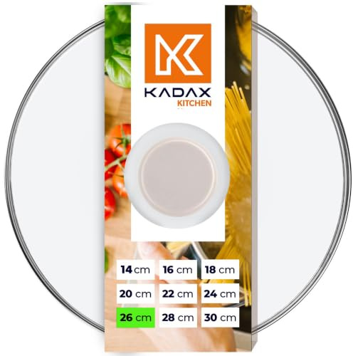 KADAX Glass Lid with Silicone Handle, Heat Resistant, Transparent, Steam Vent, Beige, 26 cm