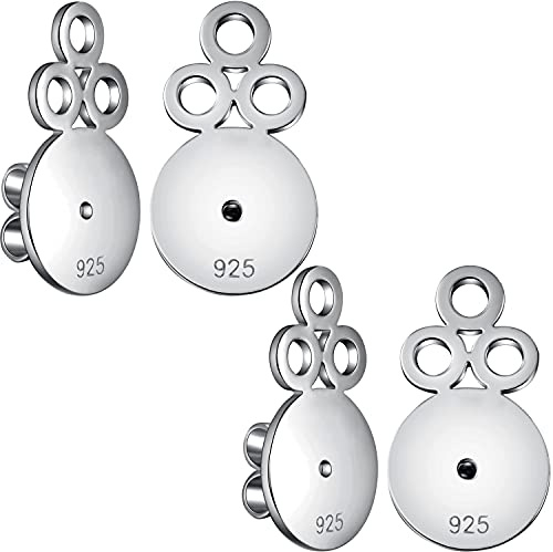 Miaofu Tuercas Pendientes Levantadores 18K Chapado En Oro Blanco Tuercas Para Pendientes Plata De Ley 925 Hipoalergénico Para Mujer Niña Sin Níquel Cierre Pendientes,Respaldos Para Pendientes