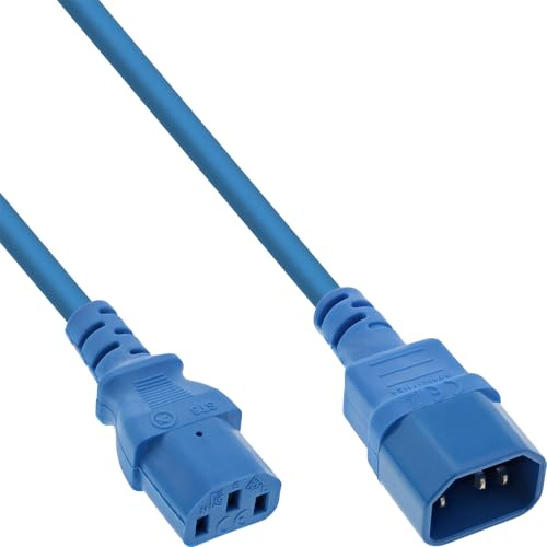 Inline® Kaltgeräteverlängerung, C13 auf C14, blau, 1,5m