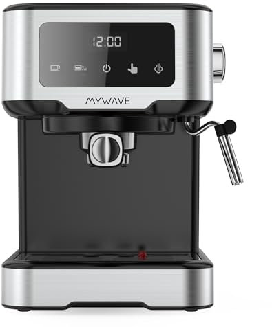 MyWave - Cafetera Espresso - Potencia 1100W - 15 Bares de Presión - Panel Digital - Depósito 1,5L