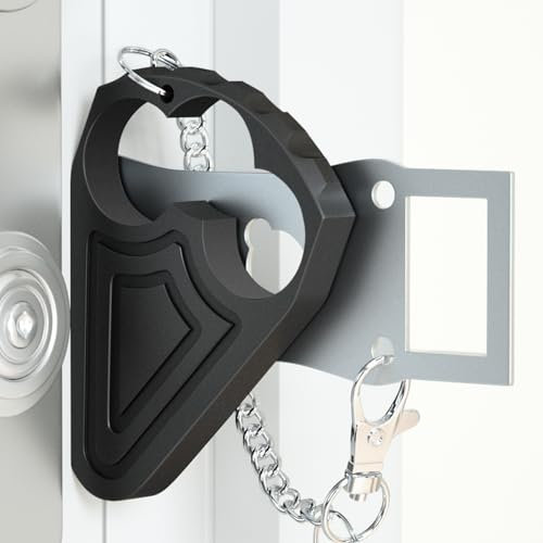 Portable Door Lock for Hotel Door Safety- Metal Hotel Door Locks for Travelers Security-Travel Door Lock Latches & Bolts for Additional Safety Prevent Unauthorized Entry,Black