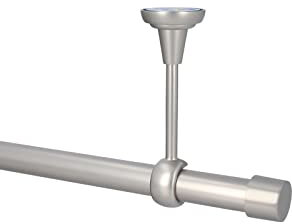 HDTL Kit Bastone per Tende in metallo 25mm Cromo Opaco Montaggio a Soffitto 180 cm Zoya