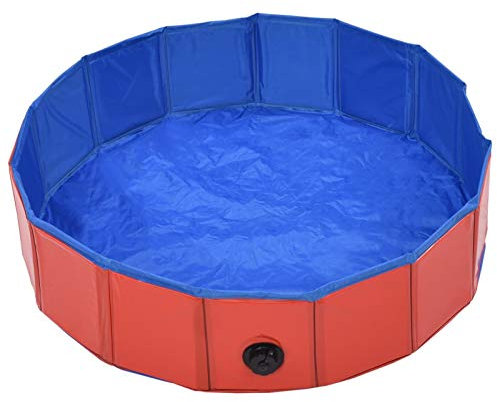Susany Hundeschwimmbecken Planschbecken Tierplanschbecken Hundepool,Markantes faltbares Design,80 x 20 cm (Durchmesser x H),Geeignet für den Innen- und Außenbereich,PVC,Rot