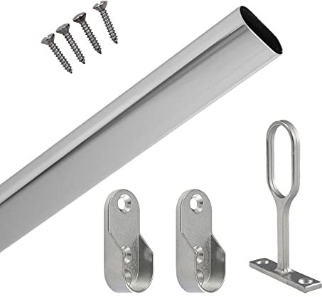 EAI Polished Chrome Wardrobe Rail Oval Kit for Clothes Hanging (30x1829mm)