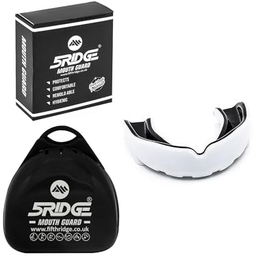 Mundschutz Gum Shield - Professioneller Mundschutz für Kontaktsport, Rugby, Kampfsport, Karate, Rugby, MMA, Boxen, Hockey, Fußball flexibel für Jugendliche & Erwachsene (Weiß/Schwarz, Junior(<11))