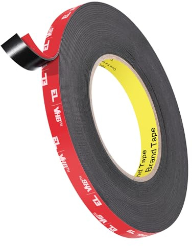 Elover VHB Double Sided Tape Black, 32 Feet x 0.5 Inch | Heavy Duty Adhesive, For Walls, Cars, Signs, Waterproof, Temperature Resistant