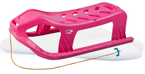 JAMARA 461122 Play Snow-Star - Trineo (90 cm, Cuerda, con Mango para Tirar, plástico, Resistente a los Impactos), Color Rosa