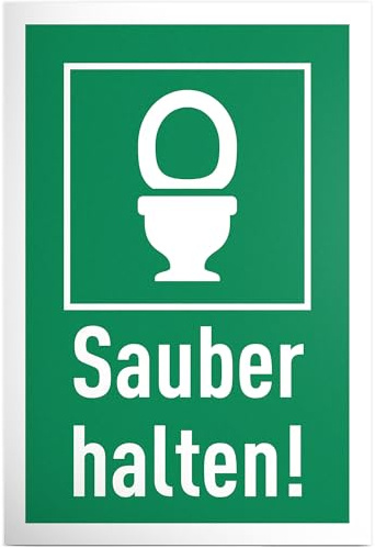 DankeDir! Sauber halten - Schild 30 x 20 cm - witzig Gästetoilette Türschild Wand Deko Herren Gäste WC - WC Schild zum aufhängen lustig Toilette Toilettenschild Klo Schild Kloschild