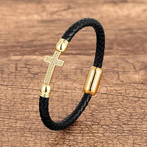 Bysonglezai Armbänder Damen Armband Frauen Geschenk Mädchen Klassisches Unisex Kreuz Armband Charm Mann Frauen Armreifen Schnalle Punk Male Gold