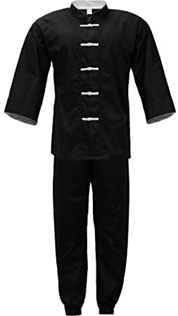 ULTIMATE FIGHT GEAR UFG Kung Fu Uniform Black w White Frog Kids Adults Unisex (Black With White Frog, 5)
