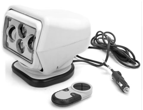 OSMARI Projecteur de véhicule 120W télécommande sans Fil Lampe de Recherche LED Rotatif à 360 ° pour Camion Bateau Tout-Terrain avec Base magnétique,White