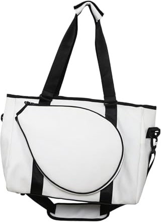 Amagogo Tennisschläger Umhängetasche Tennis Tragetasche mit abnehmbarem Schultergurt für Damen Herren Handtasche für Kleidung Squashschläger Weiß