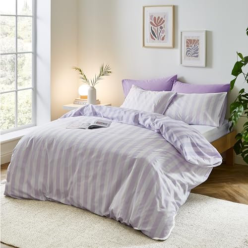 Sassy B Bedding Stripe Tease - Set copripiumino singolo reversibile con federa, colore: lilla