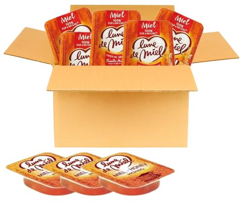 LUNE DE MIEL - 60 Barquettes de Miel Individuelles - 20 g | Portions Individuelles de 20 Grammes
