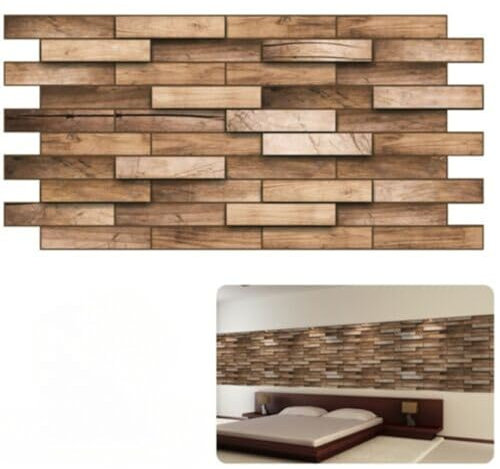Wall Panels 3D Premium PVC Decorative Wallnut Effect | Easy Installation Home Room Kitchen Decorative 98x49cm | 12 Panels