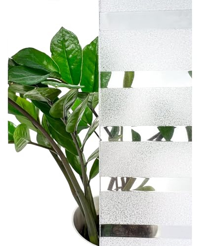 Fensterfolie selbsthaftend 67,5x50 cm | Statische Sichtschutzfolie ohne Kleber aus PVC | Selbsthaftende Glasfolie für Lichtdurchlass und Privatsphäre | Fensterfolie statisch haftend | Gleiche Streifen