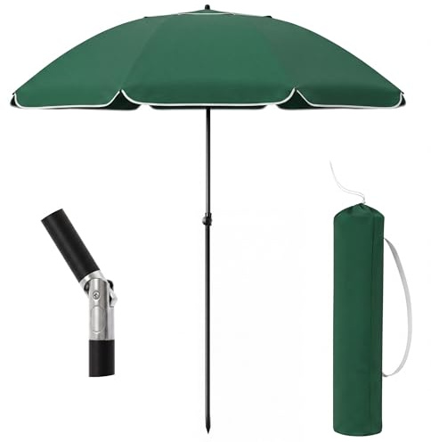 2M Outdoor Garden Parasols,Garden Parasol Umbrella with Crank Handle,Adjustable Tilting UV30+ Protection Sun Shading Umbrella,Water Repellent Portable Sunshade for Balcony, Bench,Deck,Patio Green