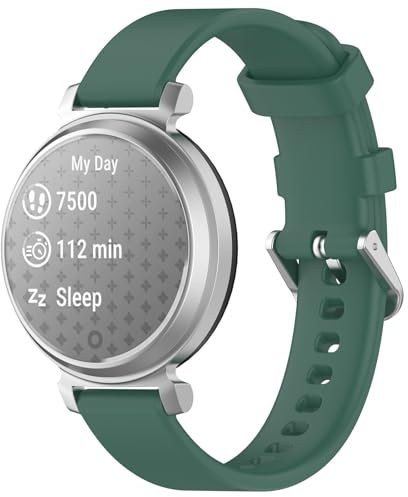 Silikon Armband für Garmin Lily 2, Wasserdichte Weiche Ersatzriemen, Weiches Silikon Ersatzarmband Uhrenarmband Sportarmband für Damen Herren, Grün