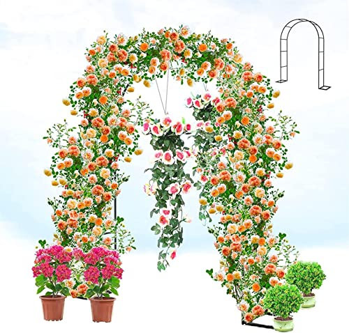XUJIAY Rosenbogen, Garten-Torbogen Aus Metall, Pergola Rankhilfe Verzinkt Rost, Laubengang Rankgestell Mit Sockel Für Verschiedene Kletterpflanzen, Einfache Montage, 6 Größen,140x230x40CM