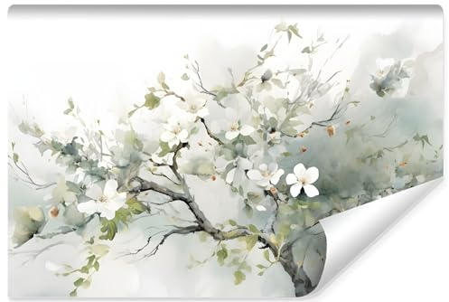 Muralo - Photo Wallpaper 3D Effect - Self-Adhesive Peel and Stick Wallpaper 3D - Wallpaper for Living Room Bedroom - Photo Wallpaper Self-Adhesive - Cherry Blossom Motif - Width 368 cm x Height 280 cm