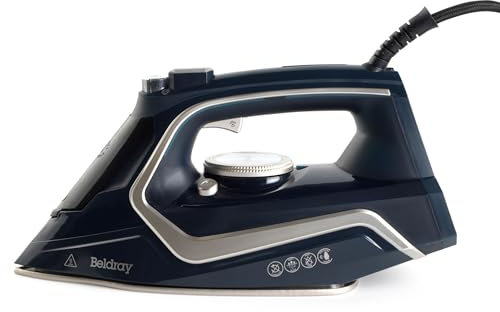 Beldray BEL01980 2600-Watt Iron – Non-Stick Ceramic Soleplate, Variable Temperature/Steam Control, Self-Clean Function, 280ml Water Tank, 140G/Min Steam Shot, Anti-Calc Function, 2.5m Power Cord
