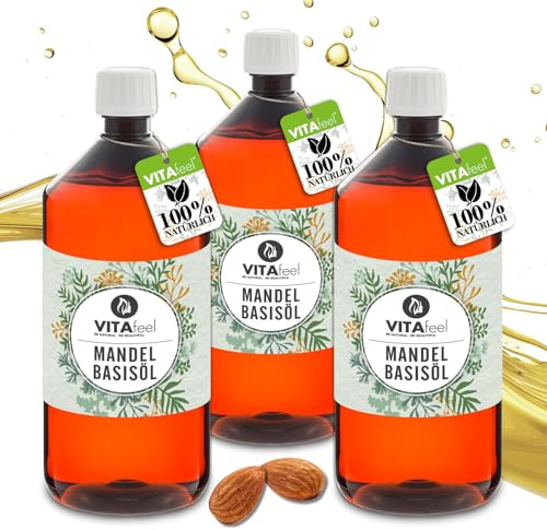 GreatVita VitaFeel Mandel Basisöl, süß, 3000 ml, vegan, gentechnikfrei, ideal zur Haut- und Haarpflege, für Aromatherapie & als Basisöl für Massageöle oder Naturkosmetik