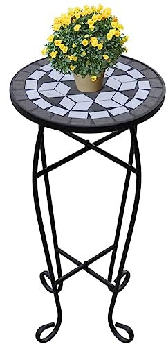 Lawn & Garden Mosaik Beistelltisch Pflanztisch Schwarz Weiß Gartenarbeit