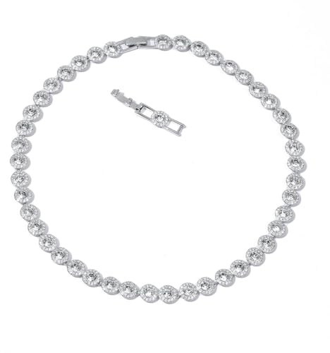 Collana angelica - Collane di cristallo in oro 18 carati, collana delicata di gioielli in oro, cristallo trasparente per donne, matrimonio, festa, matrimonio, San Valentino (Collana, Oro Bianco)