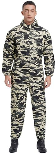 Yruioon Mono de trabajo para hombre con capucha, traje de protección, antiestático, traje de cuerpo entero, traje de trabajo, industrial, artesano, ropa de trabajo, camuflaje, XL