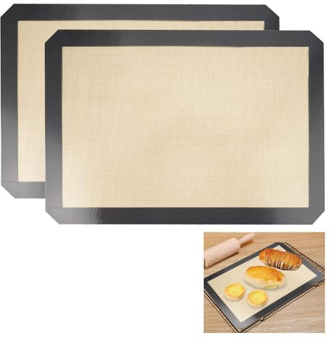 2Pezzi Tappetino Silicone Forno 42x29.5cm Tappetino da Forno Antiaderente, Riutilizzabile Tappetini da Forno in Silicone, Tappetino Forno Silicone, Tappetino da Forno in Silicone per Macarons Impasto