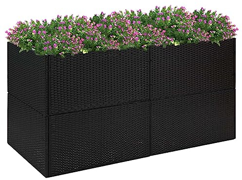 Generisch jiangboyue-319174 Pot de fleurs en polyrotin Noir 157 x 80 x 80 cm