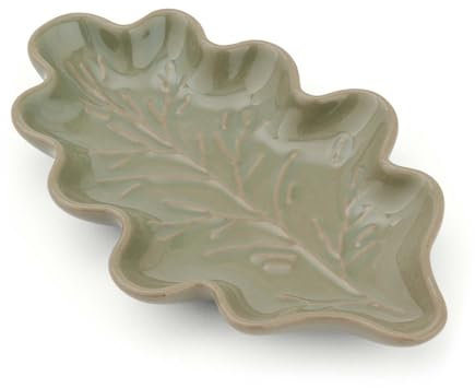 Cooksmart Forest Fable Large Leaf-Shaped Spoon Rest | British Designed Stoneware Kitchen Accessory | Woodland Glazed Embossed Design | Durable & Stylish Cooking Rest | Dishwasher & Microwave Safe