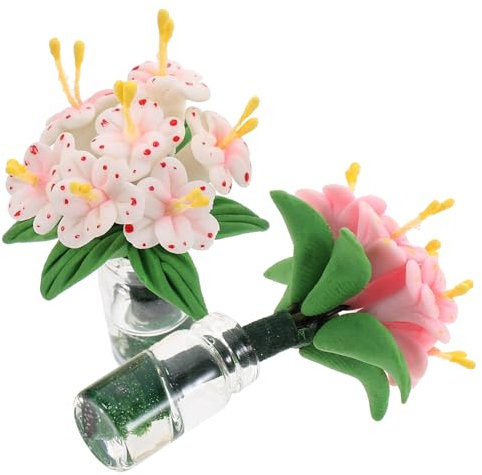 UPKOCH 2pezzi Pianta in Vaso in Miniatura Accessori Per Case Delle Bambole Mini Fiori in Vaso Per Case Delle Bambole Decorazioni Per Micro Paesaggi Mini Giocattoli Fiori Bonsai Di Bonsai