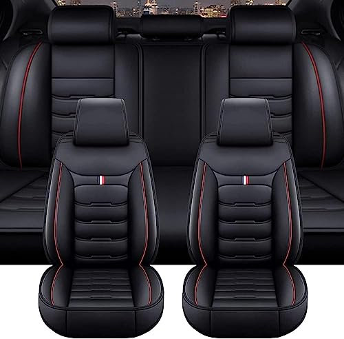 Auto Sitzbezüge Für Mercedes-Benz Vito W447 W639, Autositzbezüge Leder，Wasserdicht, Atmungsaktiv, Verschleißfest,Bequemes Fahren(Black red)