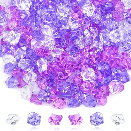 500 Stück Acryl 14 mm Diamanten Violettmix, Edelsteine für Kinder mit Box | AWARDSEN Deko Violett für Hochzeit, Tischdeko, Vasenfüller, Party, Aquarium, Kunsthandwerke Deko