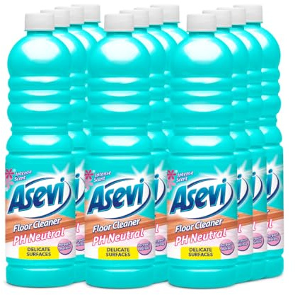 Asevi Concentrated Floor Cleaner Liquid pH Neutral – Effective Formula for Laminate, Stone and Delicate Surfaces – Long-Lasting Freshness – Multipack 12 x 1L Bottles