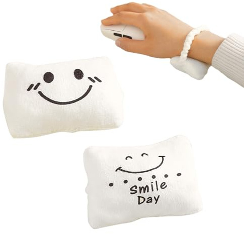 2 Stück Smiley Handballenauflage, Set aus Mauspad, Handgelenkauflage, Tastatur-Handgelenkauflage aus weicher Baumwolle, zum Tippen, Arbeiten im Büro