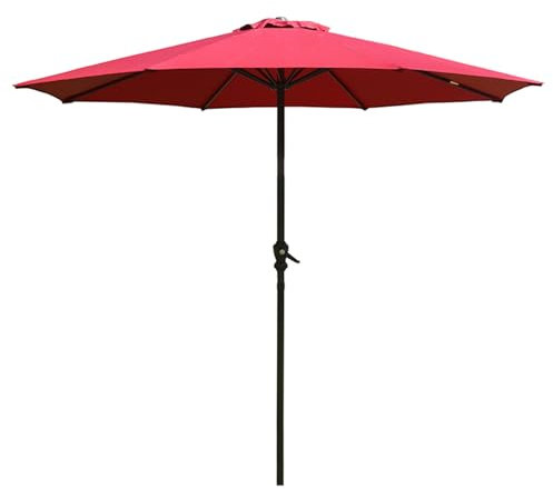 Ombrellone da Giardino 2,70m con Manovella – Protezione UV30+ & Design con Presa d'Aria, 8 Coste – Ideale per Bar, Ristorante, Patio, Balcone(Wine Red)